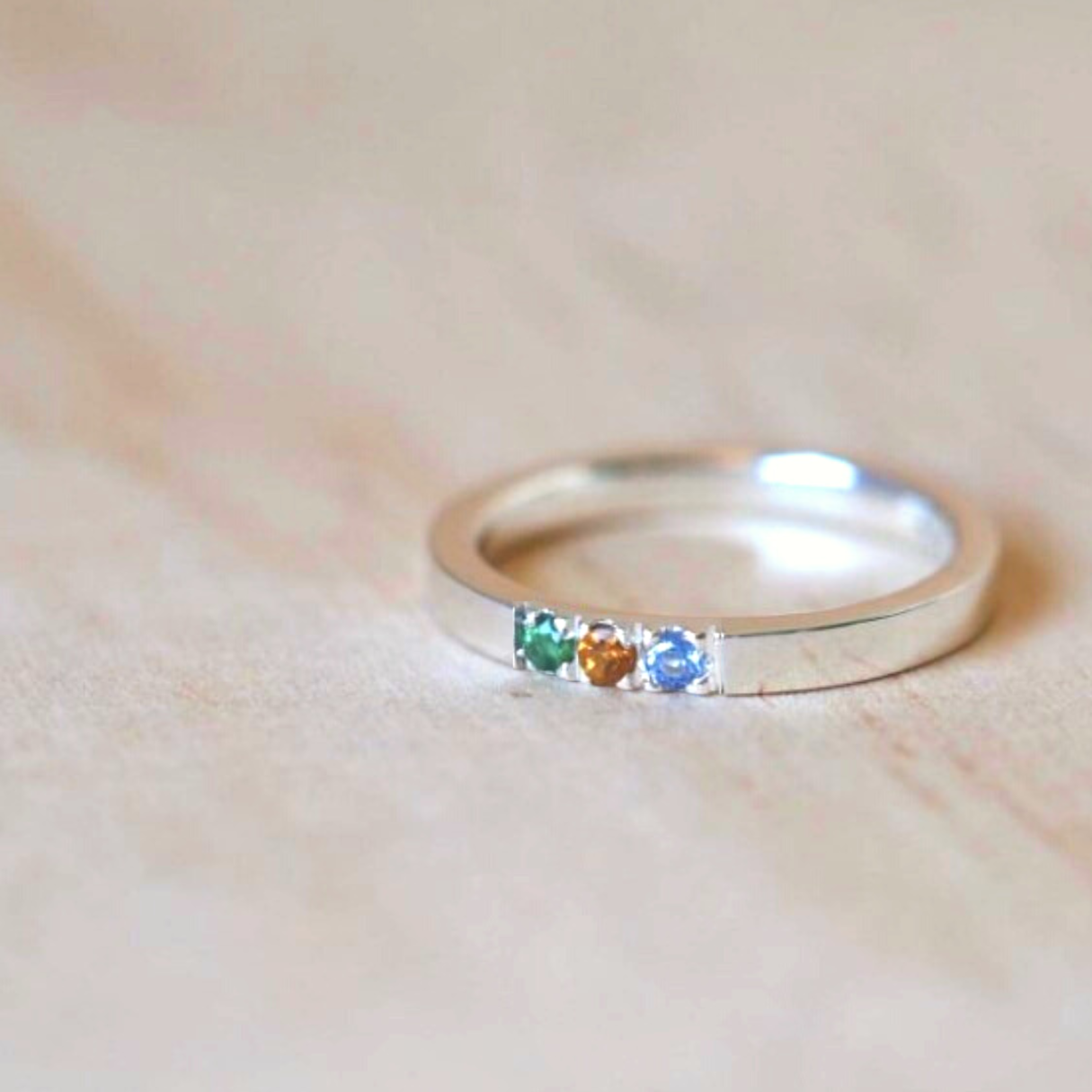 Custom Birthstone Band Silver or Gold