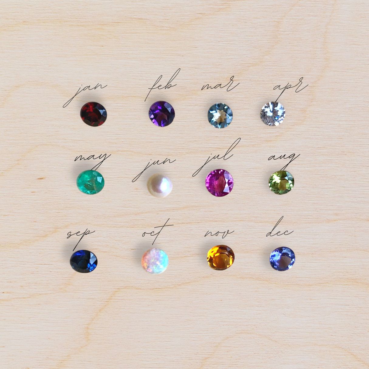 Birthstone Stud Earrings Gold