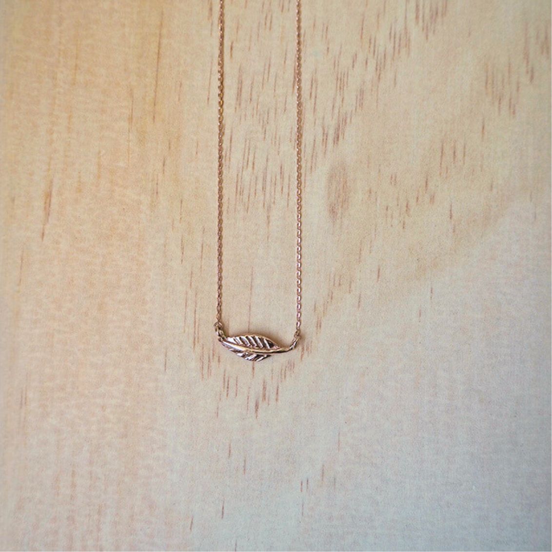 Carved Leaf Necklace 9ct Rose Gold