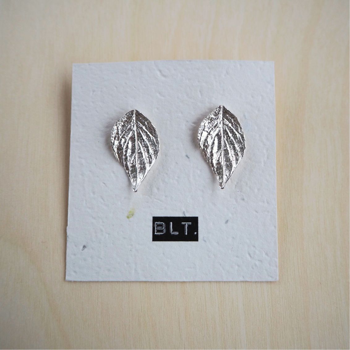 Large Leaf Studs Sterling Silver