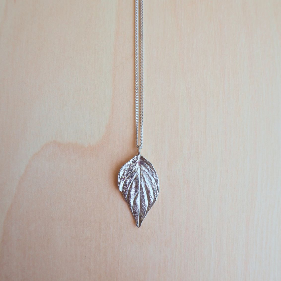 Large Leaf Necklace Sterling Silver