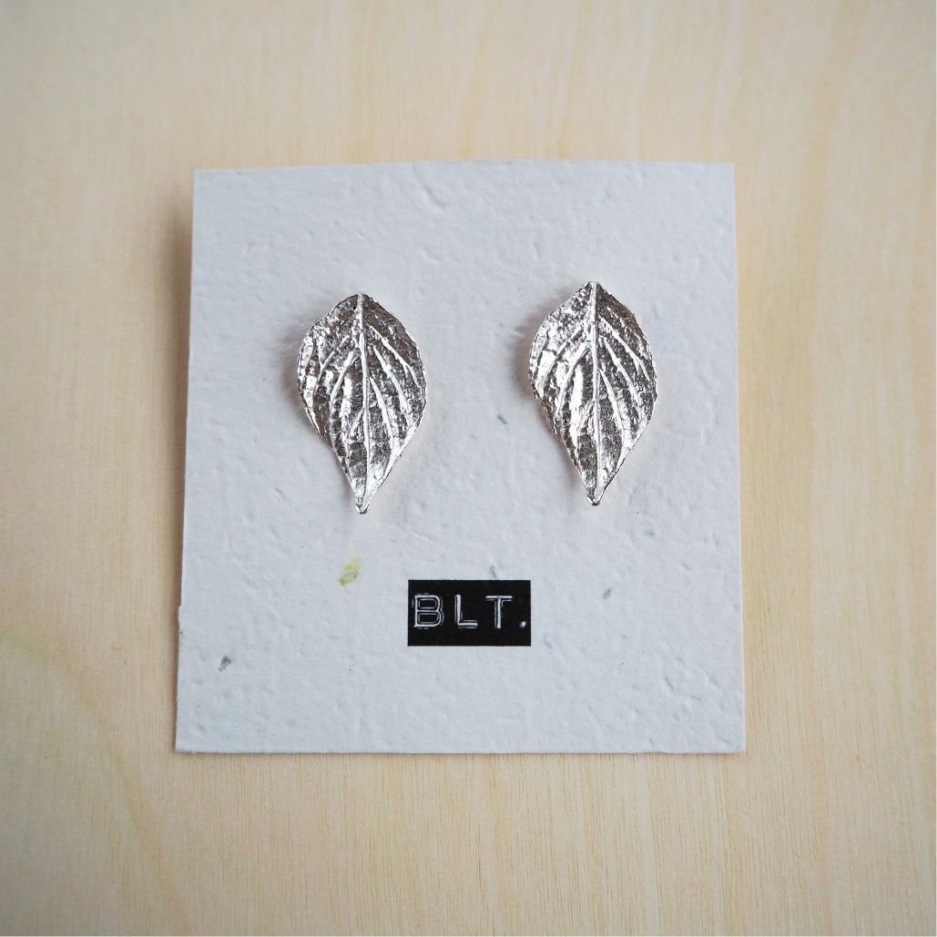 Large Leaf Studs Sterling Silver