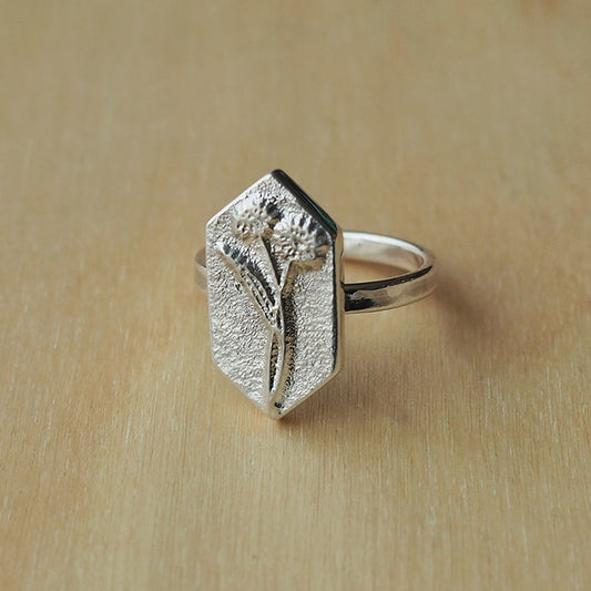 Sandcast Birth Flower Ring