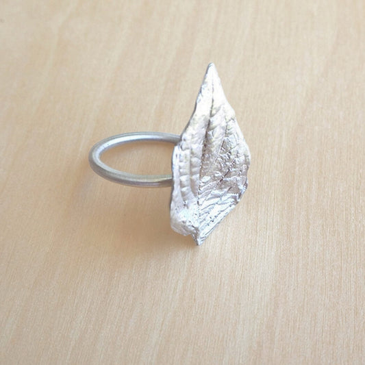 Large Leaf Ring Sterling Silver