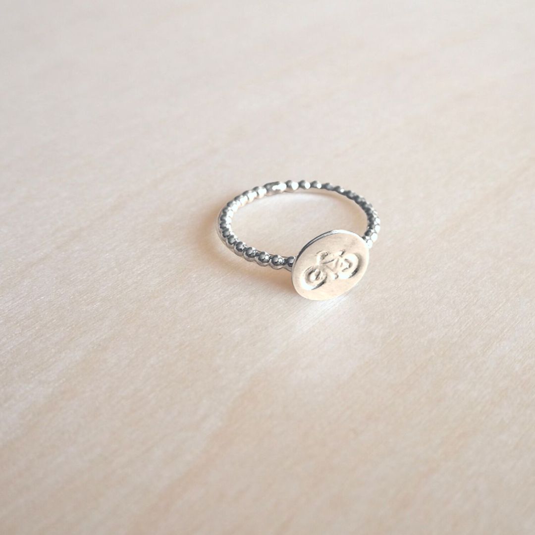 Bicycle Charm Ring in Sterling Silver