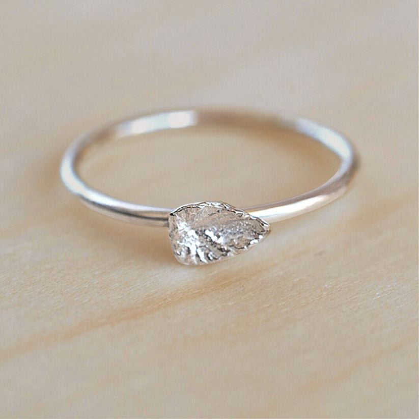 Mini Leaf Ring Sterling Silver