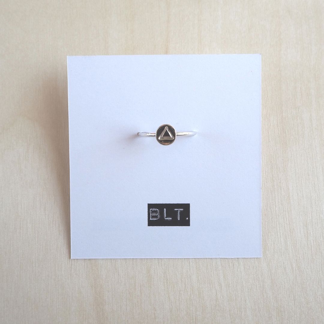 Triangle Charm Ring in Sterling Silver