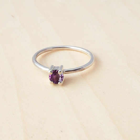 Birthstone Stacking Ring Claw Set Silver
