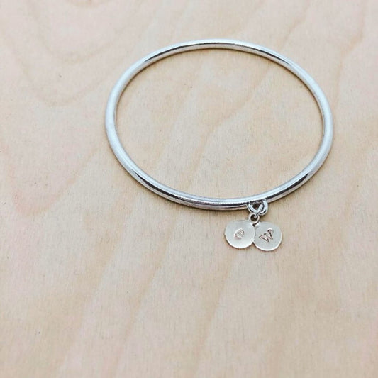 Thick Bangle - Initial Charms