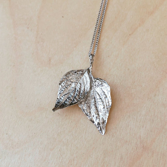 Twin Leaf Necklace Sterling Silver
