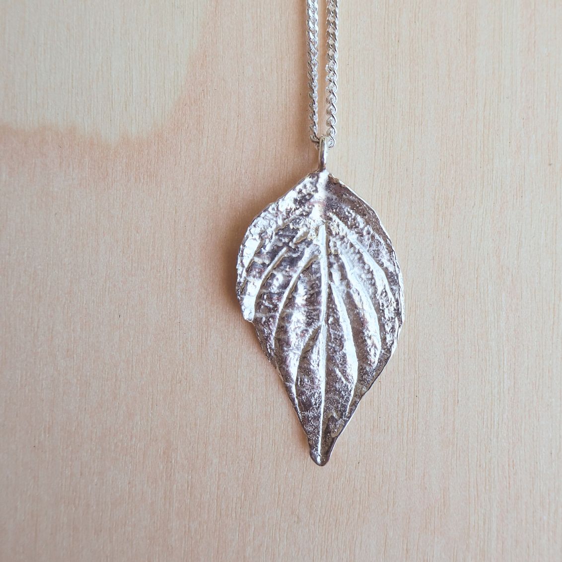 Large Leaf Necklace Sterling Silver