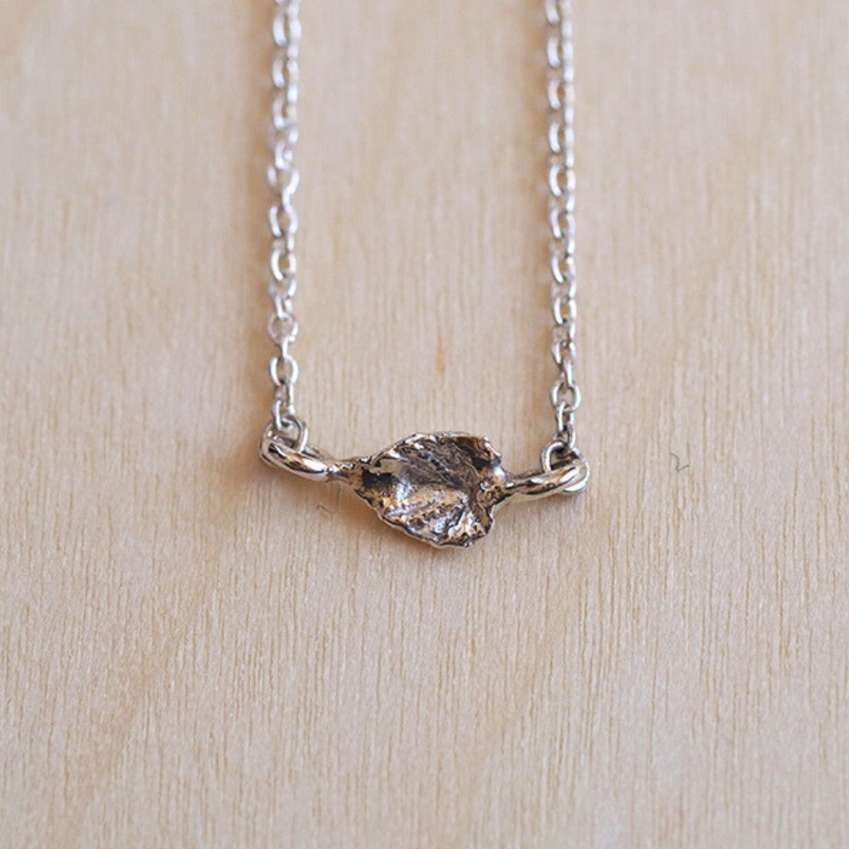 Mini Leaf Necklace Sterling Silver