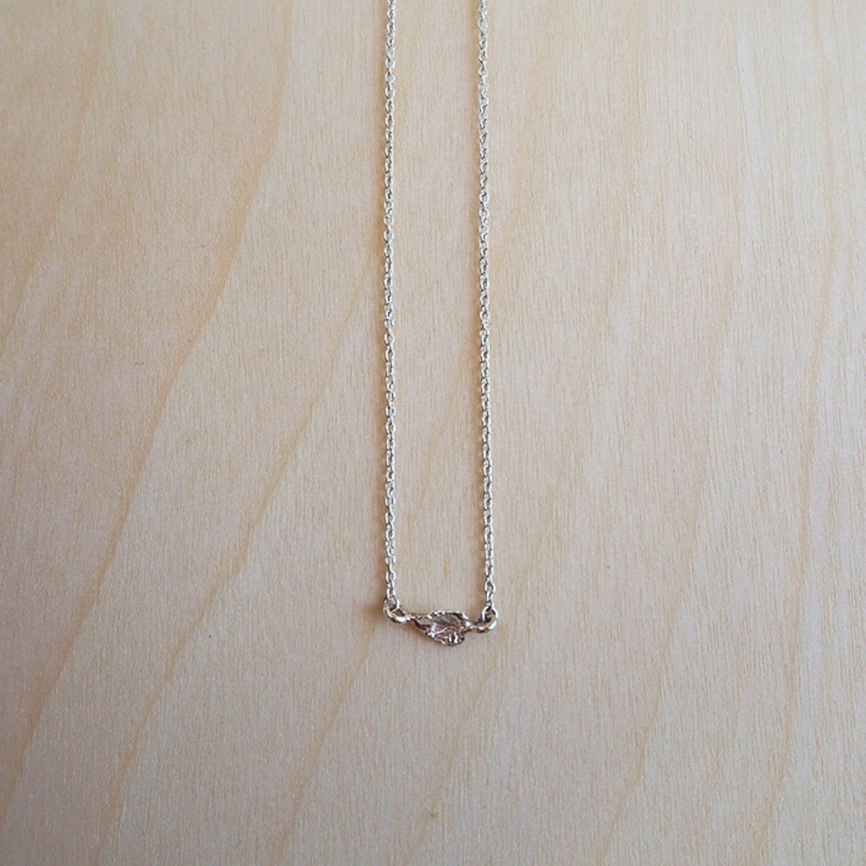 Mini Leaf Necklace Sterling Silver