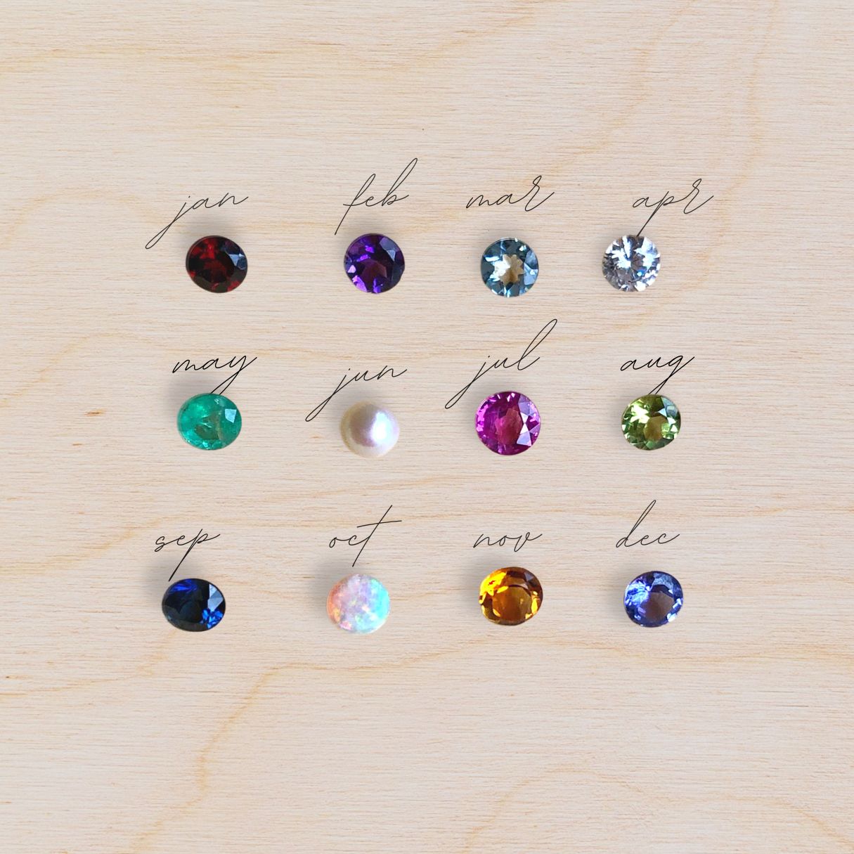 Birthstone Stud Earrings Silver