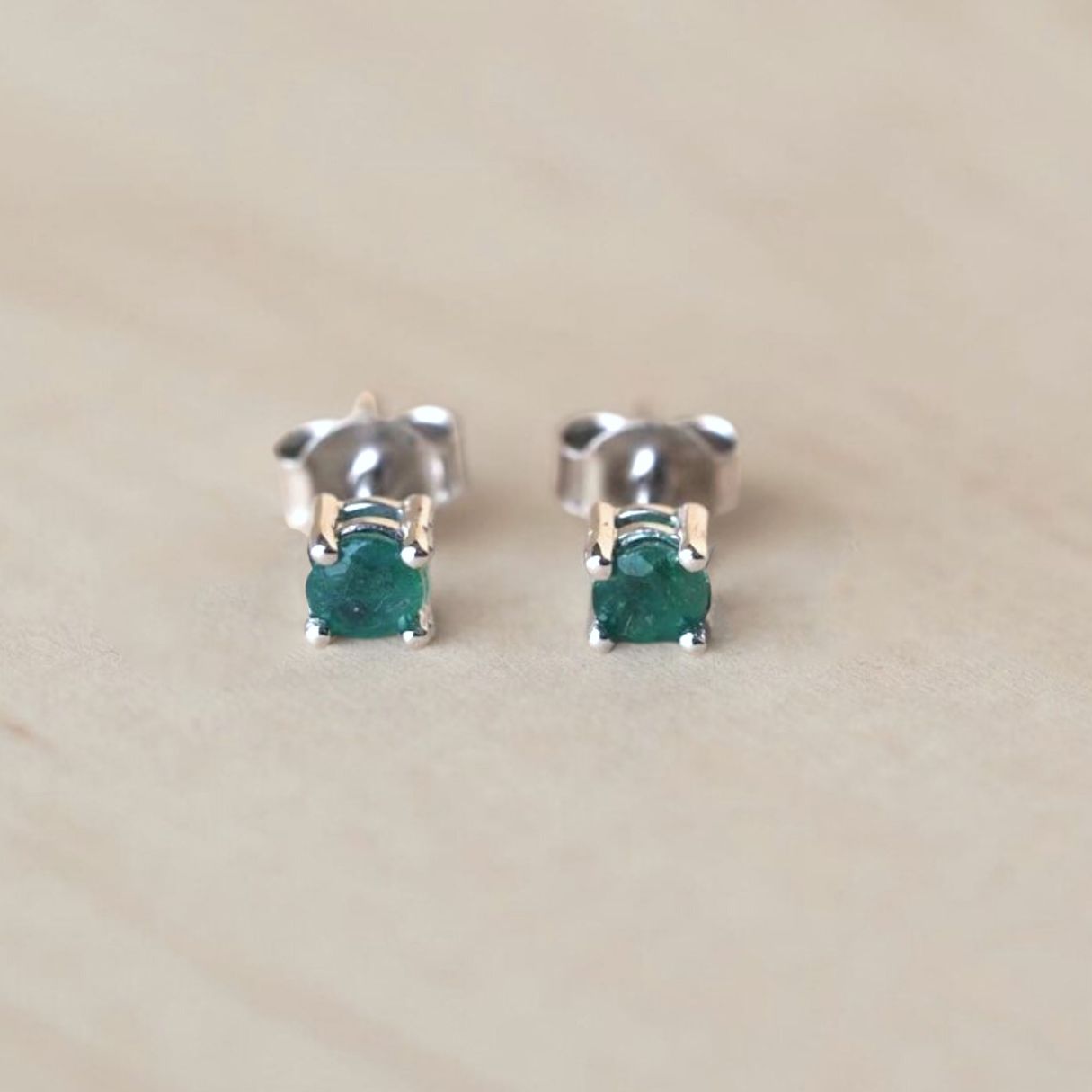 Birthstone Stud Earrings Silver