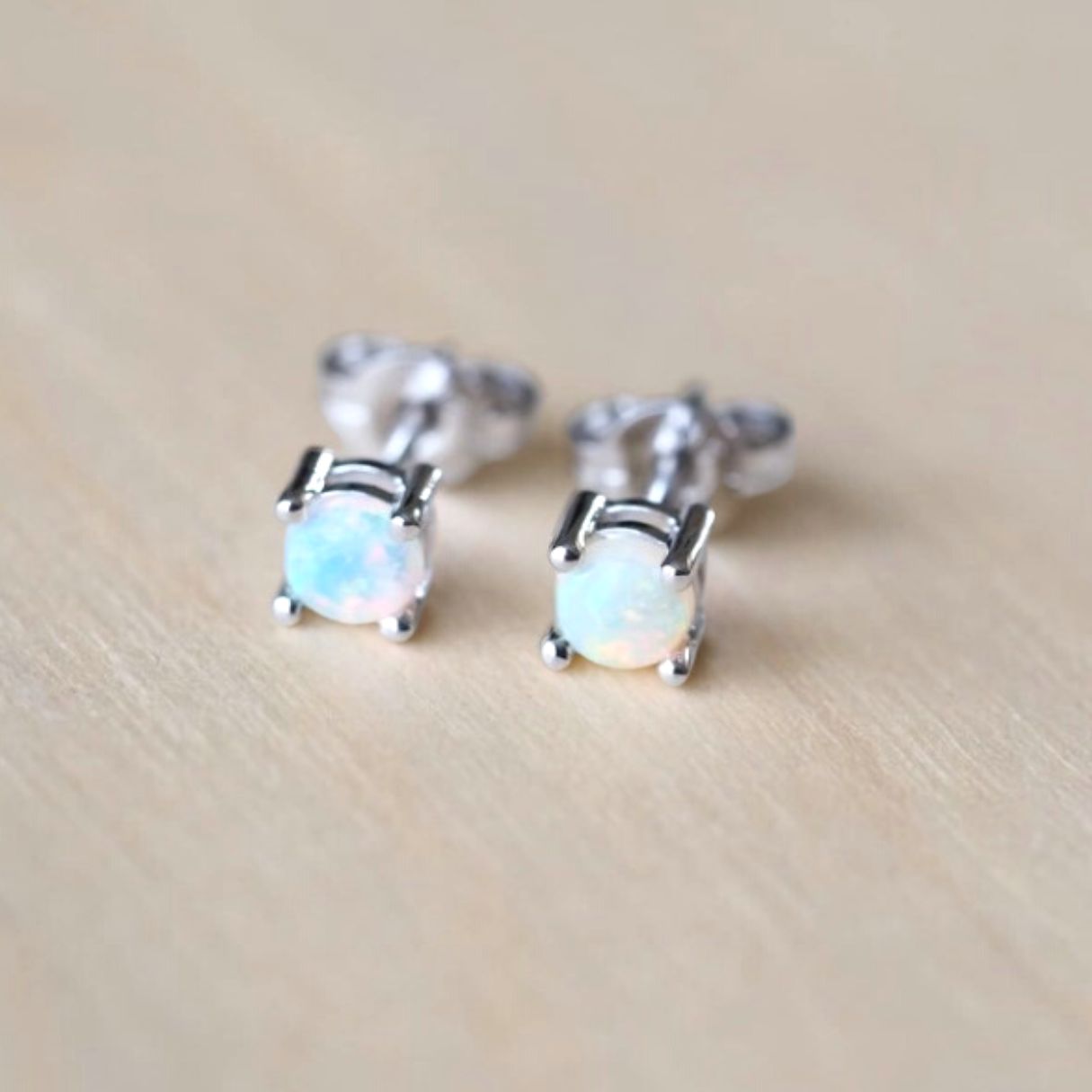 Birthstone Stud Earrings Silver