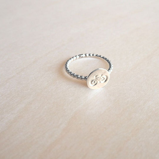 Bicycle Charm Ring in Sterling Silver