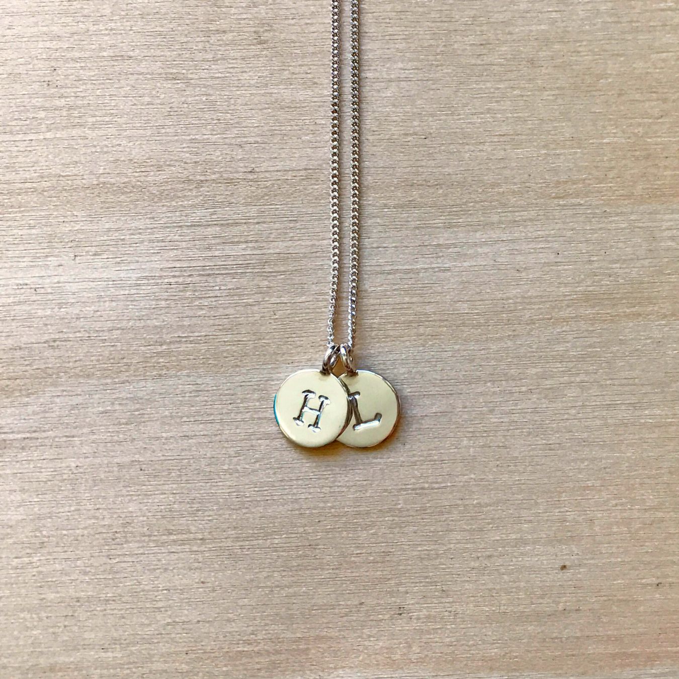 Gold double initial deals necklace