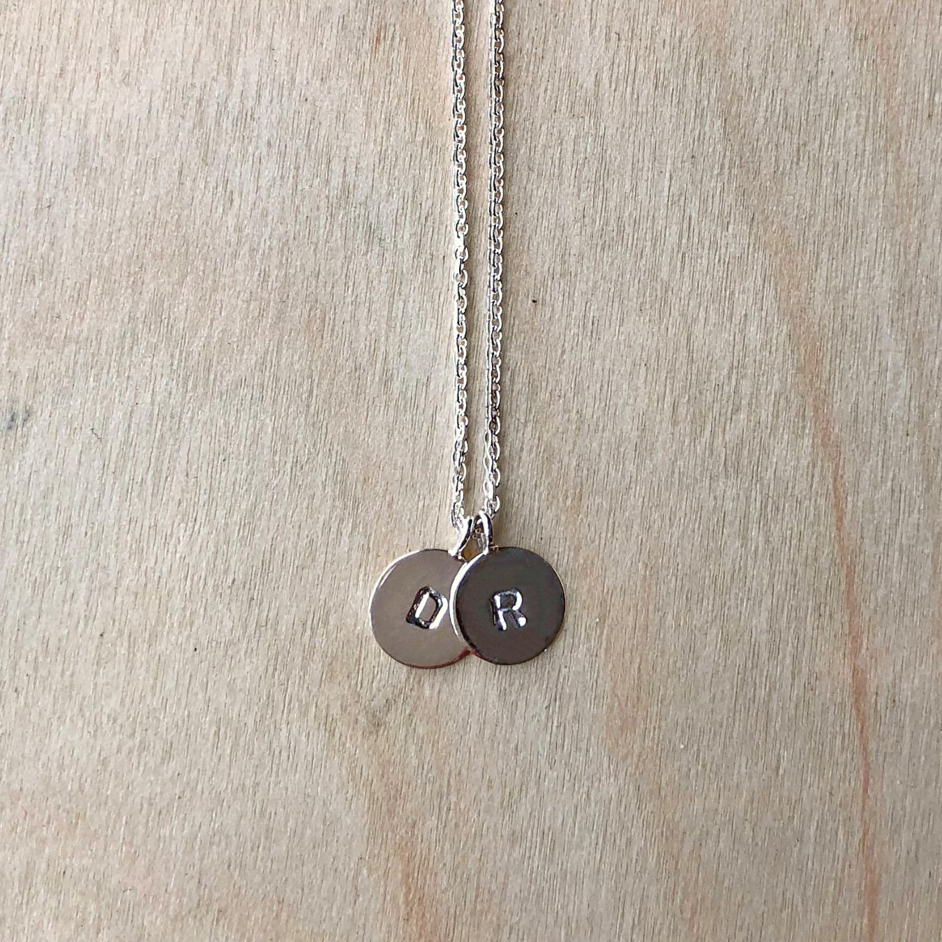 Double initial hot sale necklace silver