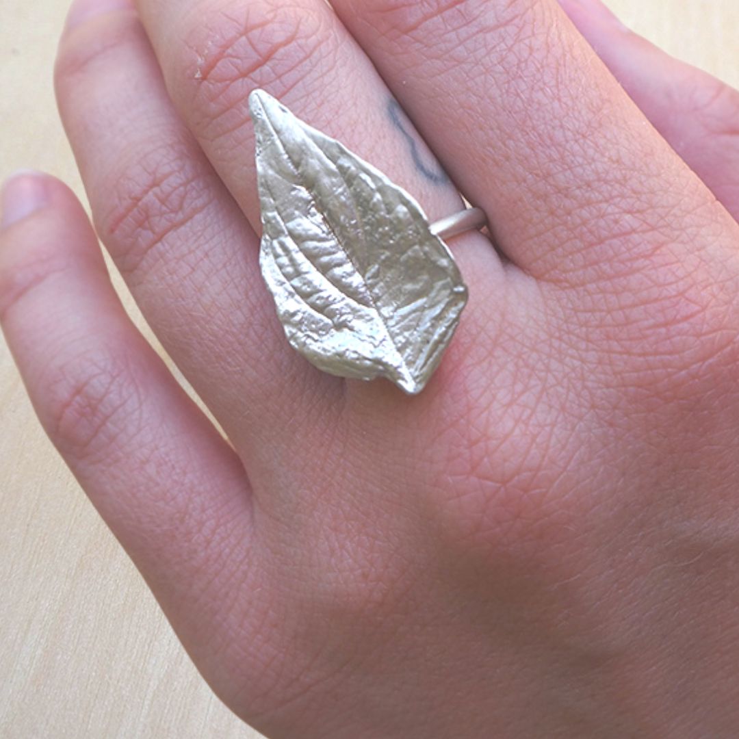 Large Leaf Ring Sterling Silver