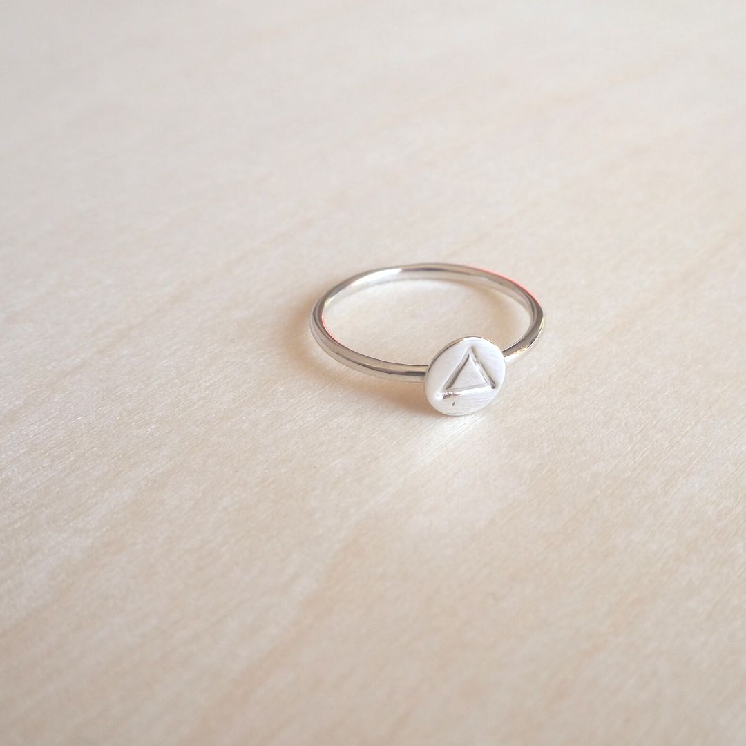 Triangle Charm Ring in Sterling Silver